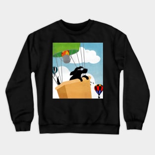 Black Retriever Puppy Hot Air Balloon Festival Crewneck Sweatshirt